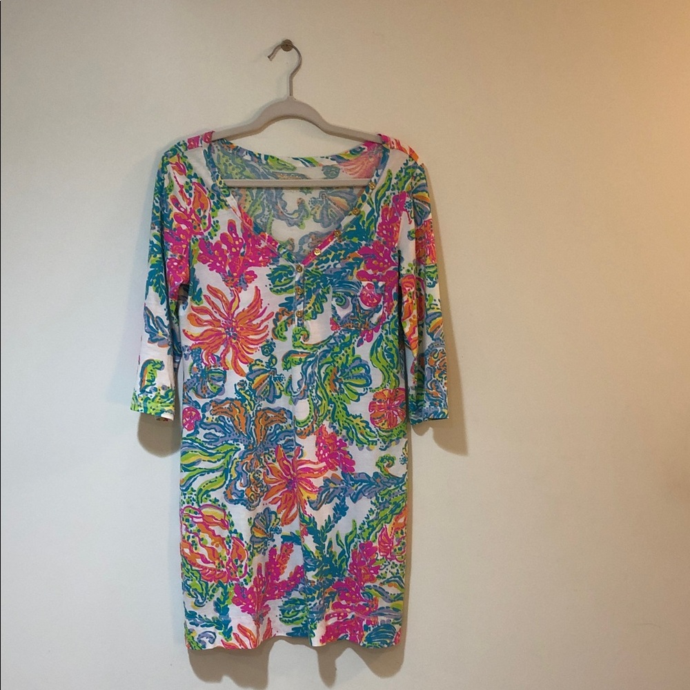 Lilly Pulitzer Vibrant Floral Print Midi Dress